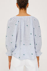 Rails Mariah Shirt in Bluebell Embroidered Stripe