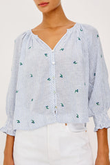 Rails Mariah Shirt in Bluebell Embroidered Stripe