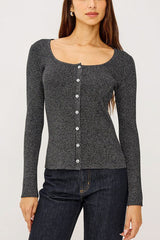 Rails Paulina Sweater in Gunmetal Lurex - Viva Diva Boutique