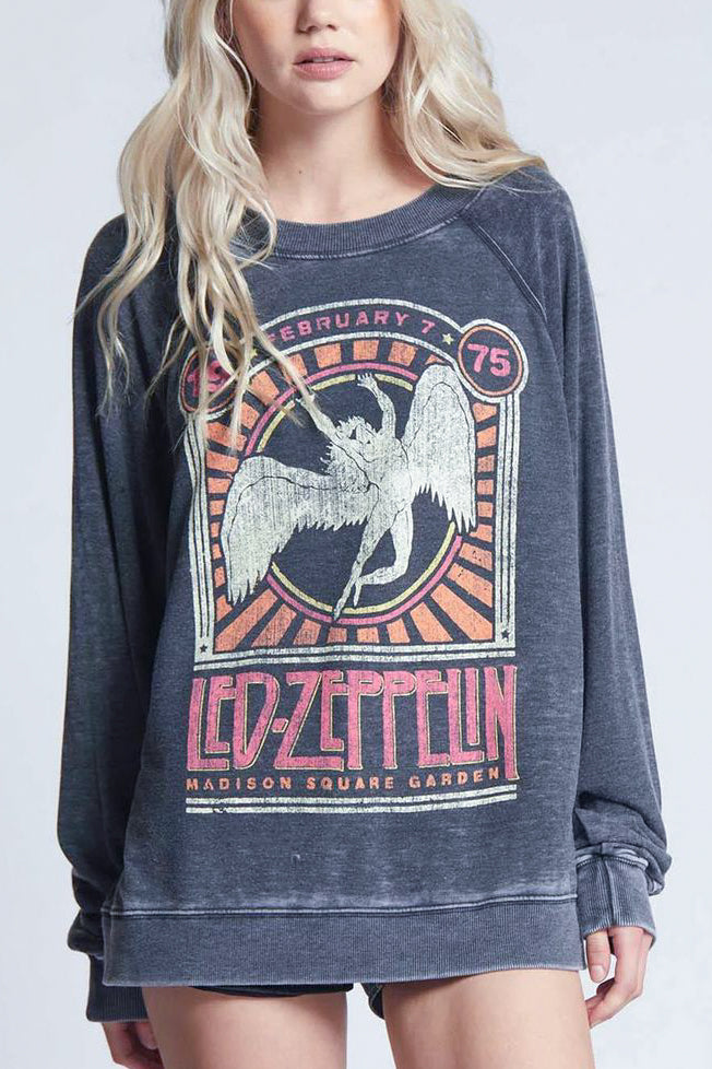 Recycled Karma Led Zeppelin Sweatshirt in Grey - Viva Diva Boutique