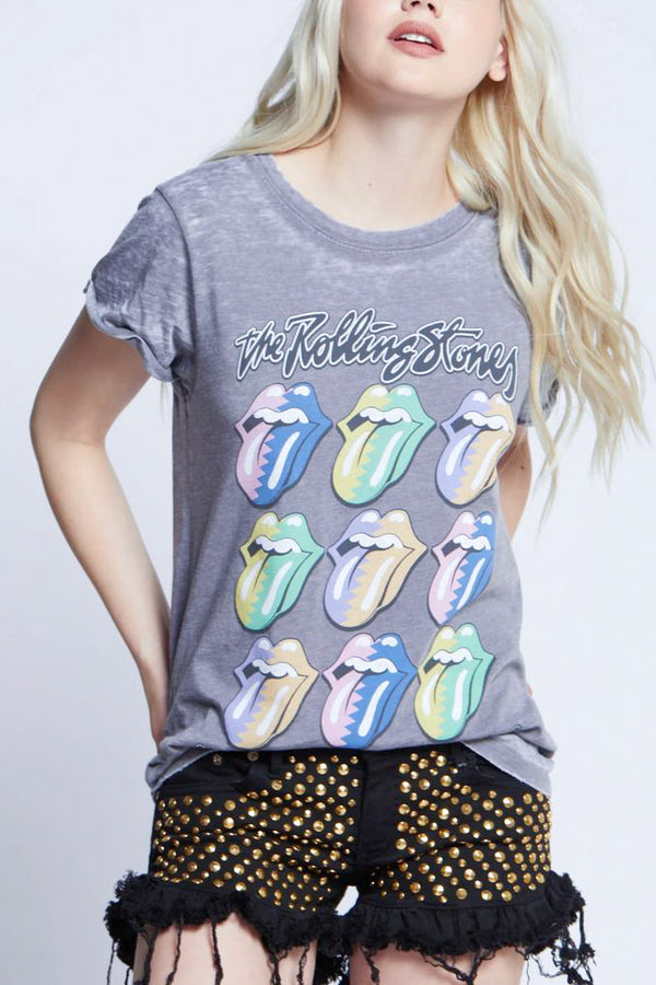 Recycled Karma The Rolling Stones Tee in Steel Grey - Viva Diva Boutique