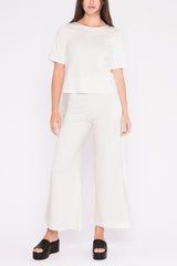 Ripley Rader Ponte Knit Wide Leg Cropped Pant in Off White - Viva Diva Boutique