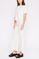 Ripley Rader Ponte Knit Wide Leg Cropped Pant in Off White - Viva Diva Boutique