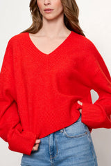 Sanctuary Vanna V-Neck Sweater in Red Hot