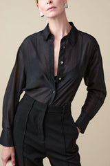 Soldout.nyc The Sheer Silk Shirt in Black