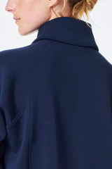 Spanx Air Essentials Half Zip Sweatshirt in Timeless Navy - Viva Diva Boutique