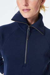 Spanx Air Essentials Half Zip Sweatshirt in Timeless Navy - Viva Diva Boutique
