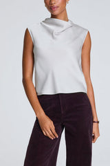 Spanx Sleeveless Cowl Neck Top in Birch - Viva Diva Boutique