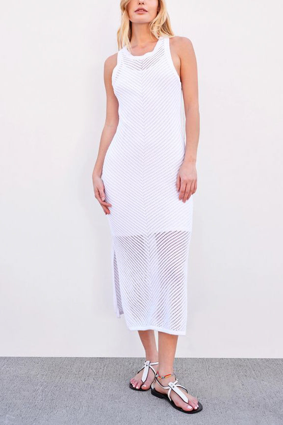 Sundry Racerback Dress in Optic White - Viva Diva Boutique