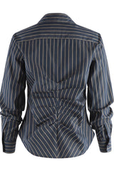 The Shirt Long Sleeve Zaria Shirt in Charcoal/Taupe Stripe - Viva Diva Boutique