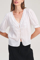 Velvet Mavis Top in White - Viva Diva Boutique