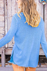 Wooden Ships Shirt Tail Chunky Cotton Sweater in Mykonos - Viva Diva Boutique