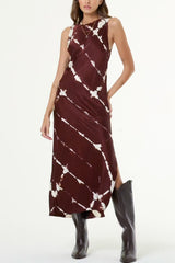 YFB Quinta Midi Dress in Sepia Shibori Wash
