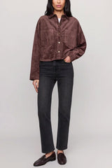 Z Supply All Day Cropped Suede Jacket in Dark Chocolate