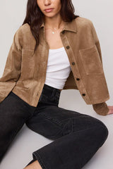 Z Supply All Day Cropped Suede Jacket in Light Sand