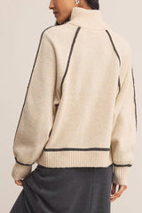 Z Supply Alps Half Zip Sweater in Light Oatmeal Heather - Viva Diva Boutique