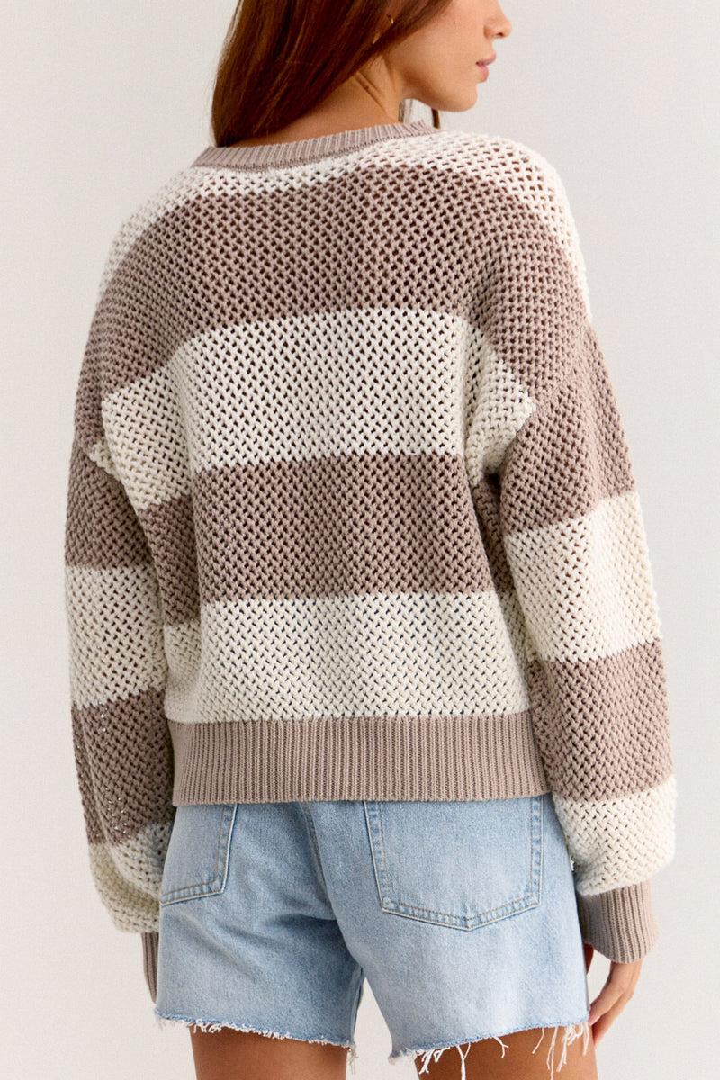 Z Supply Broadbeach Striped Sweater in Putty - Viva Diva Boutique
