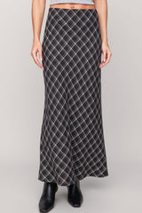 Z Supply Europa Plaid Skirt in Ash Black