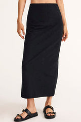Z Supply Gail Midi Skirt in True Black - Viva Diva Boutique