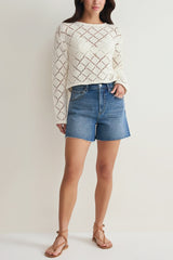 Z Supply Hullen Crochet Sweater in Cloud - Viva Diva Boutique