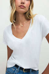 Z Supply Modern Jersey V Neck Tee in White