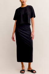 Z Supply Gail Midi Skirt in True Black - Viva Diva Boutique