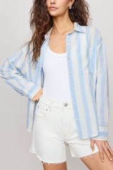 Z Supply Perfect Striped Button Up in Skyline