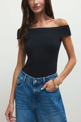 Z Supply Second Skin Off The Shoulder Top in Black
