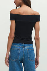 Z Supply Second Skin Off The Shoulder Top in Black