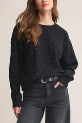 Z Supply Sparkle Crew Neck Sweatshirt in Black