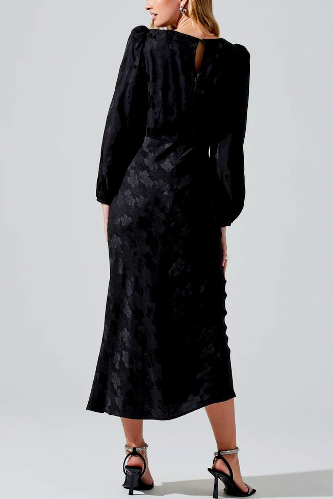 ASTR the Label Suzy Floral Cut Out Dress in Black - Viva Diva Boutique