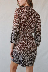Bella Dahl Belted Shirt Dress in Ombré Leopard