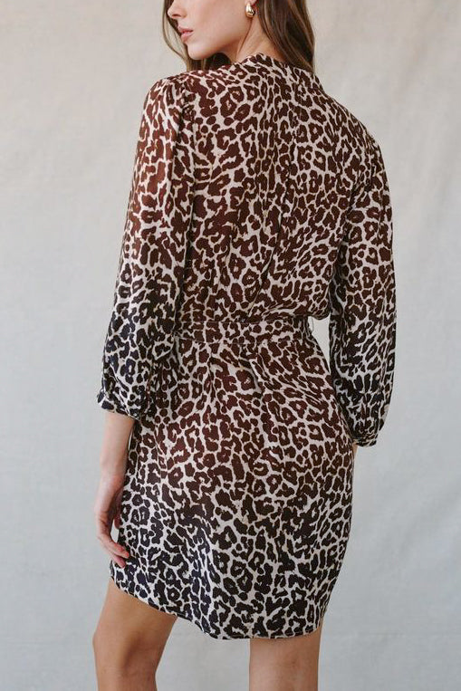 Bella Dahl Belted Shirt Dress in Ombré Leopard