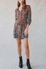 Bella Dahl Belted Shirt Dress in Ombré Leopard