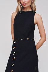 Bella Dahl Bias Midi Dress with Beaded Belt in Black