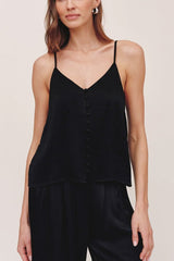 Bella Dahl Button Front Cami in Black - Viva Diva Boutique