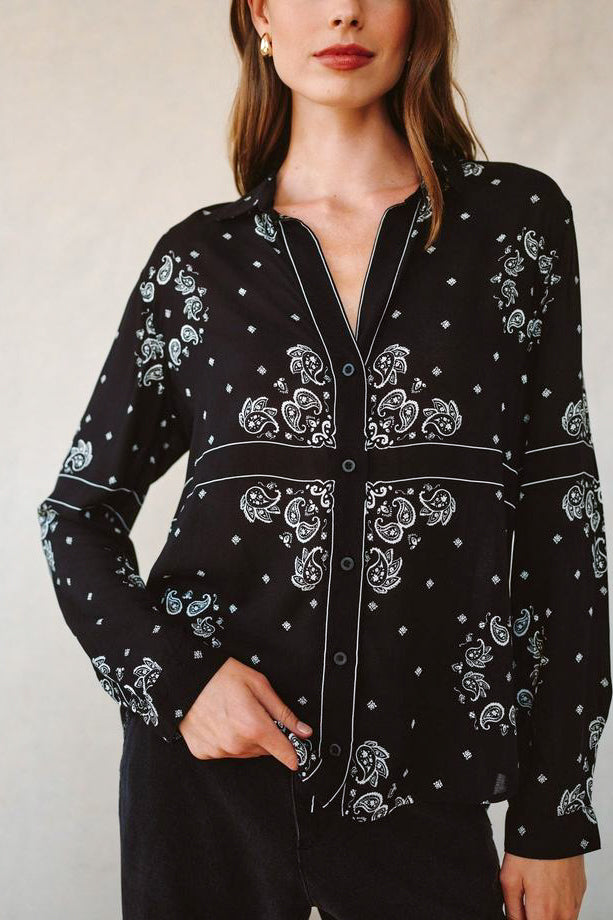 Bella Dahl Classic Button Down in Bandana Print - Viva Diva Boutique