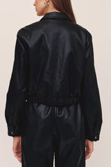 Bella Dahl Crop Bomber Jacket in Black