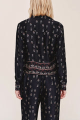 Bella Dahl Long Sleeve Crop Shirt in Floral Border Print