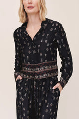 Bella Dahl Long Sleeve Crop Shirt in Floral Border Print