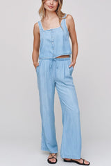 Bella Dahl Scallop Side Seam Pant in Ombré Mist