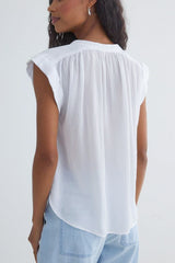 Bella Dahl Shirred Pullover Cap Sleeve in White - Viva Diva Boutique