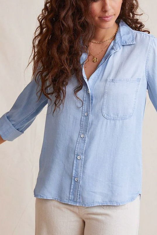Bella Dahl Shirt Tail Button Down in Coastal Spray - Viva Diva Boutique