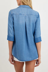 Bella Dahl Shirt Tail Button Down in Indigo Harbor Wash