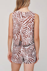Bella Dahl Sleeveless Boat Neck Split Back in Abstract Shell