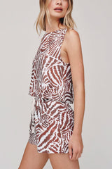 Bella Dahl Sleeveless Boat Neck Split Back in Abstract Shell
