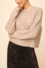 Bella Dahl Slouchy Sweater in Gold Shimmer - Viva Diva Boutique
