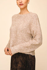 Bella Dahl Slouchy Sweater in Gold Shimmer - Viva Diva Boutique