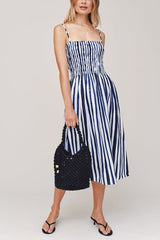 Bella Dahl Smocked Midi Dress in Painted Tides Stripe