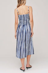Bella Dahl Smocked Midi Dress in Painted Tides Stripe